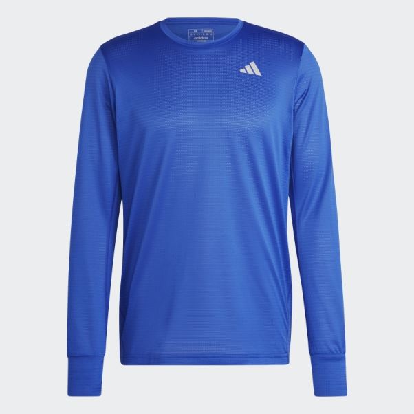 Posséder Le Haut à Manches Longues Run Adidas Bleu