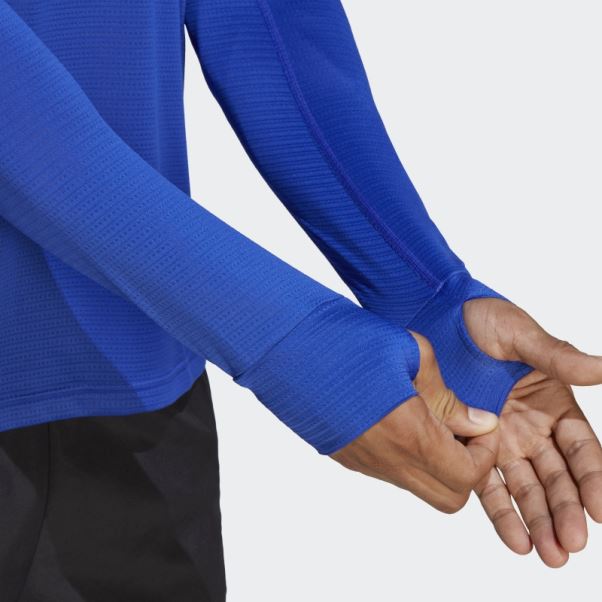 Posséder Le Haut à Manches Longues Run Adidas Bleu