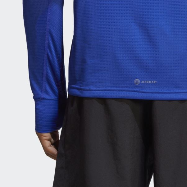 Posséder Le Haut à Manches Longues Run Adidas Bleu