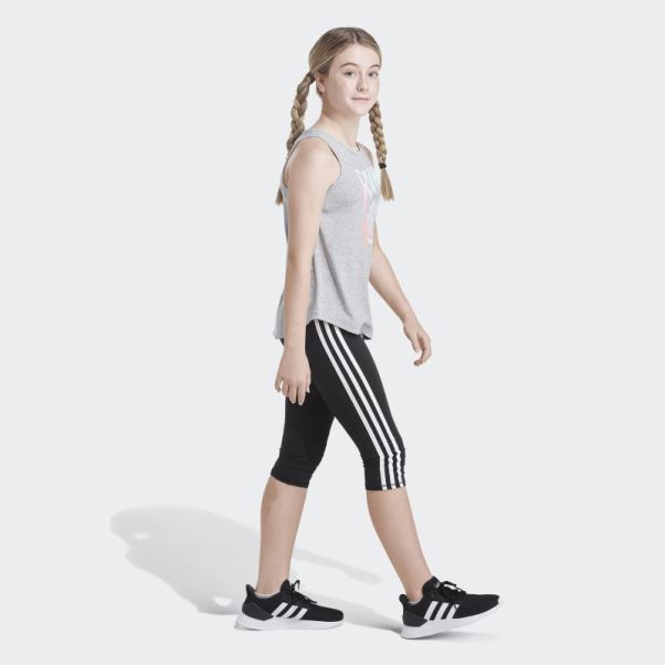 Débardeur Adidas Gris Moyen Chiné à Ourlet Incurvé