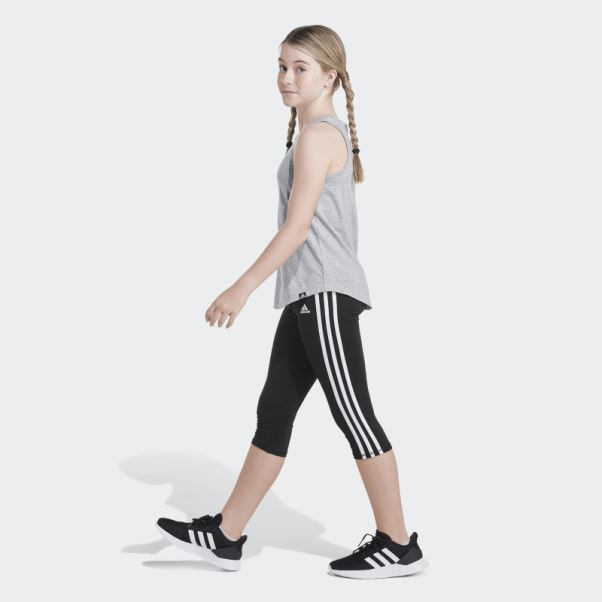 Débardeur Adidas Gris Moyen Chiné à Ourlet Incurvé