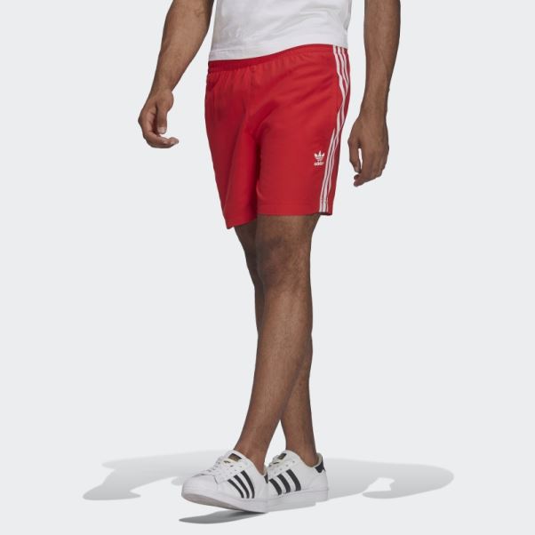 Adidas Short De Bain Adicolor Classics 3-stripes Rouge