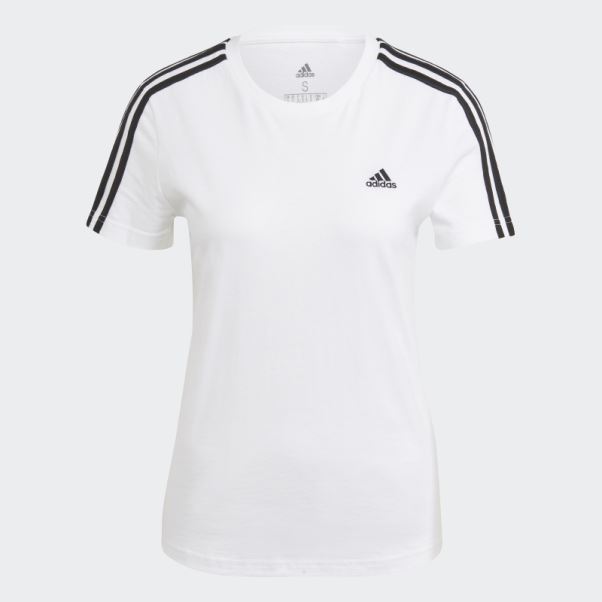 T-shirt Adidas Essentials Slim Blanc à 3 Bandes