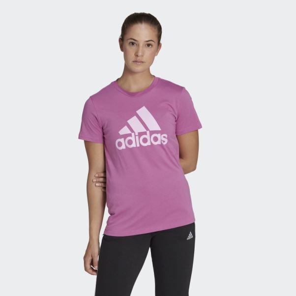 Tee Shirt Logo Essentials Adidas Lilas