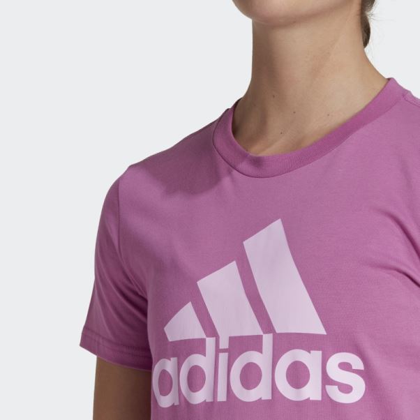 Tee Shirt Logo Essentials Adidas Lilas