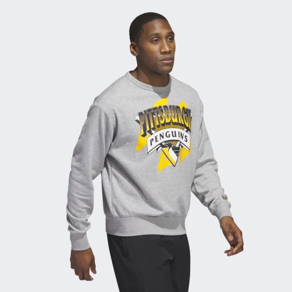 Sweat Adidas Pingouins Vintage Crew Gris Moyen