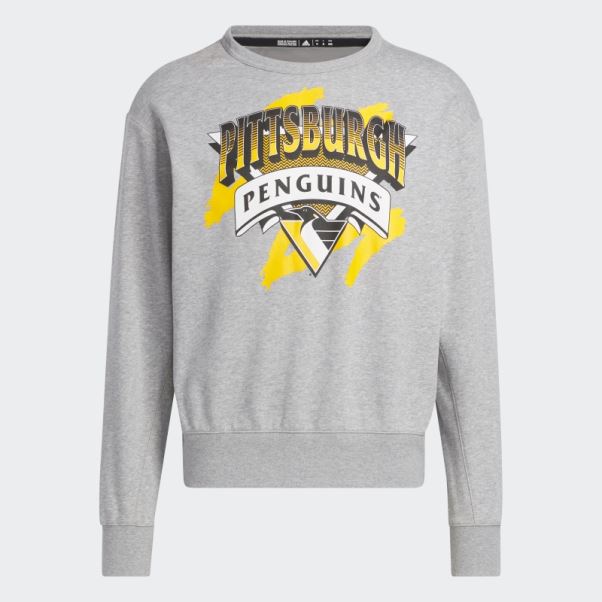 Sweat Adidas Pingouins Vintage Crew Gris Moyen