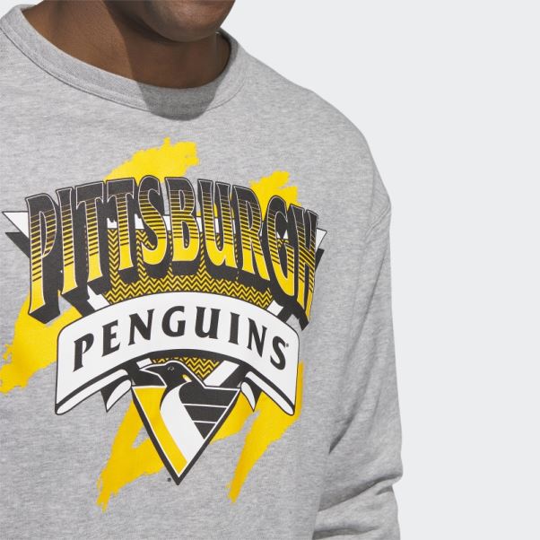 Sweat Adidas Pingouins Vintage Crew Gris Moyen