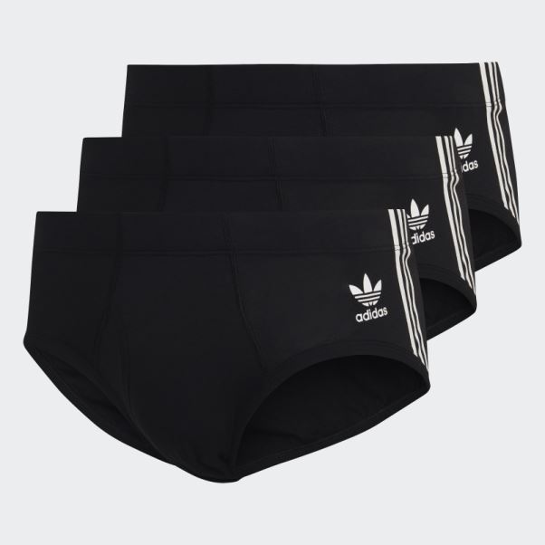 Slip Confort Flex Coton 3 Bandes (3 Paires) Noir Adidas