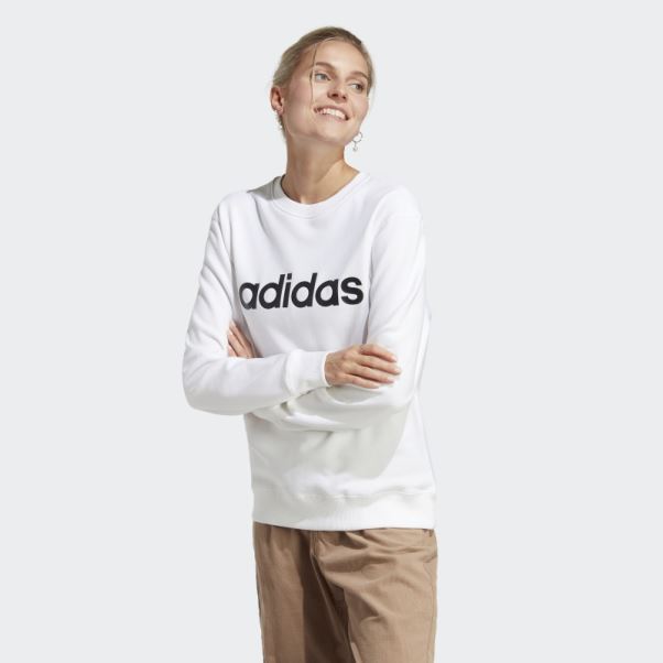 Sweat Adidas Essentials Linear French Terry Blanc