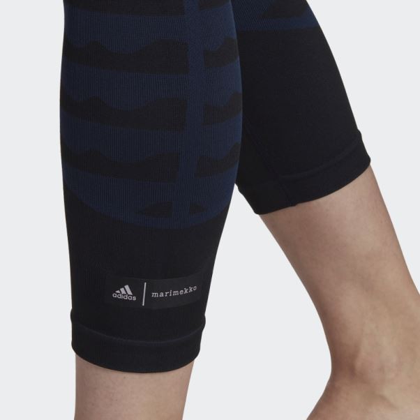 Legging Adidas Marimekko Aeroknit 7/8 Bleu Marine