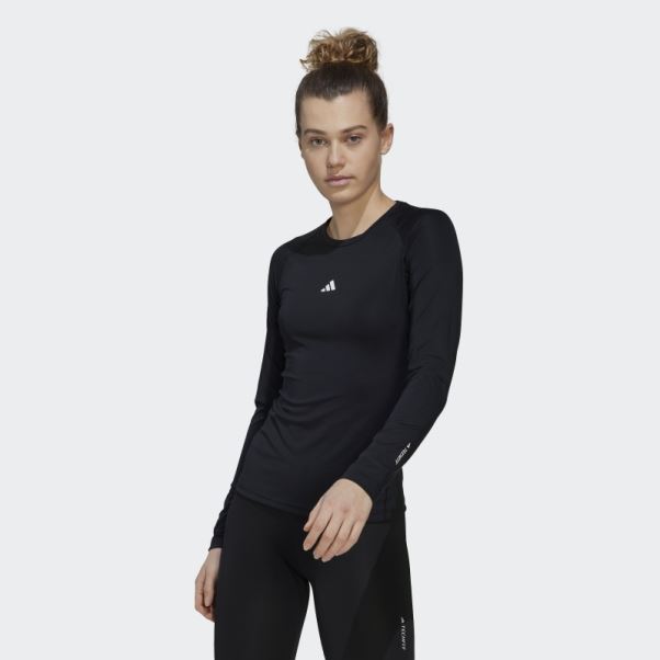 Haut D'entraînement Adidas Techfit Noir à Manches Longues