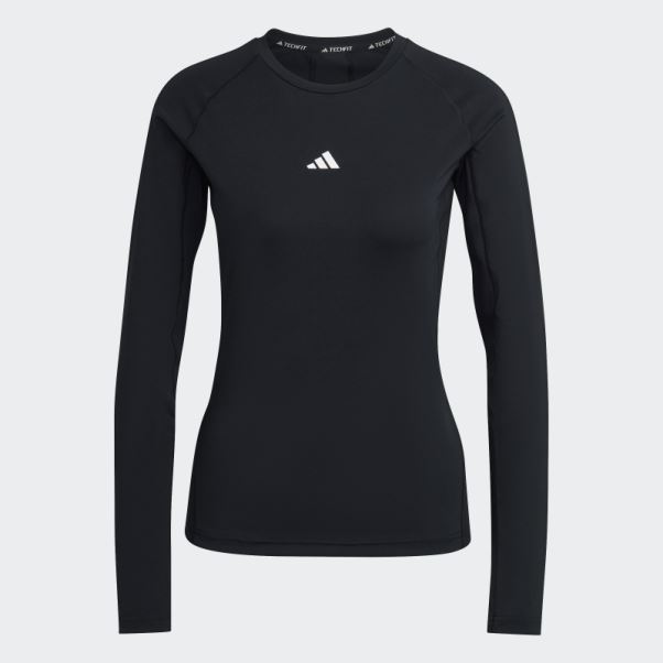 Haut D'entraînement Adidas Techfit Noir à Manches Longues
