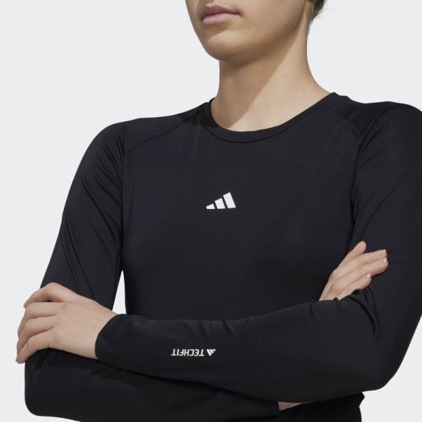 Haut D'entraînement Adidas Techfit Noir à Manches Longues