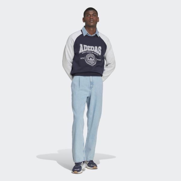 Sweat Adidas Varsity Ras Du Cou Encre