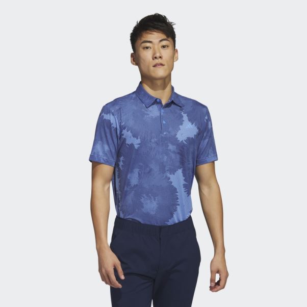 Polo De Golf En Maille à Fleurs Adidas Bleu