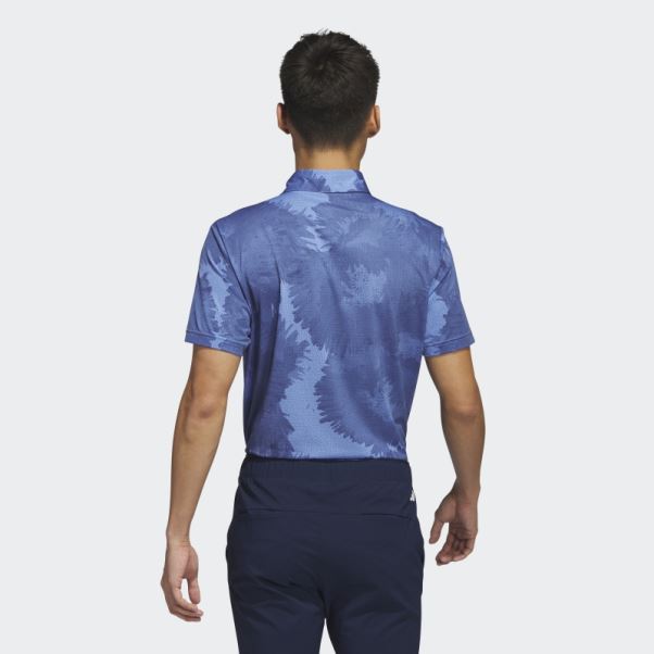 Polo De Golf En Maille à Fleurs Adidas Bleu