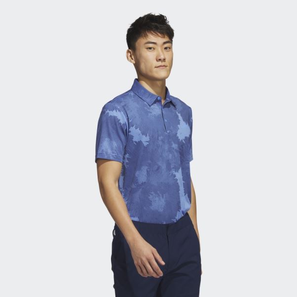 Polo De Golf En Maille à Fleurs Adidas Bleu