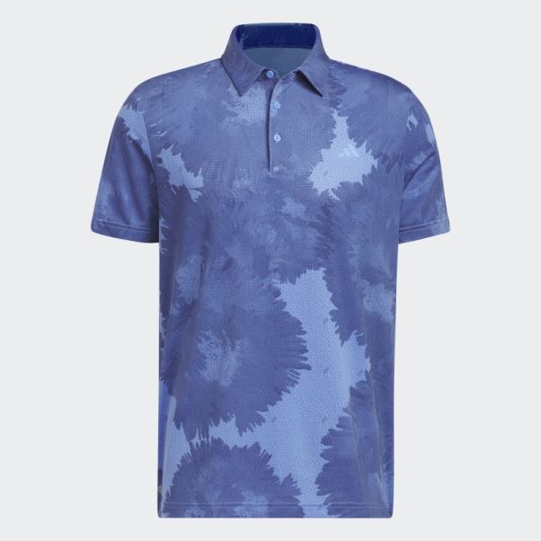 Polo De Golf En Maille à Fleurs Adidas Bleu