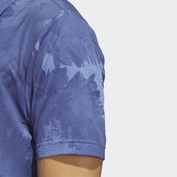 Polo De Golf En Maille à Fleurs Adidas Bleu