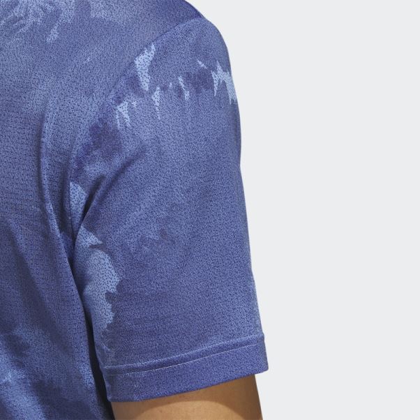 Polo De Golf En Maille à Fleurs Adidas Bleu