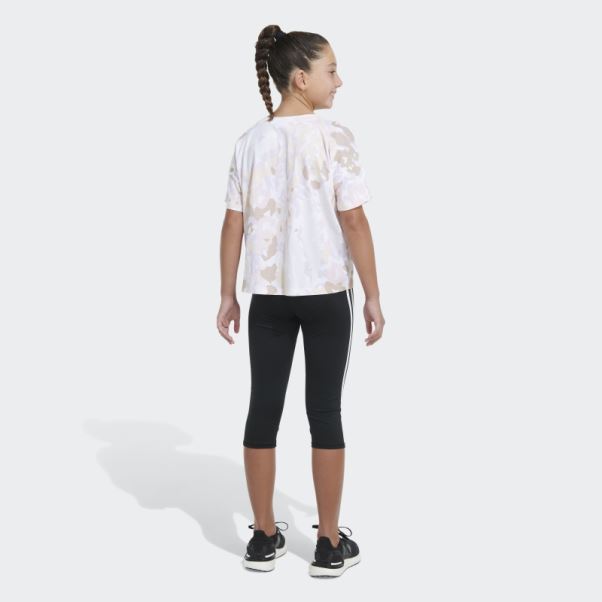 T-shirt Ample Imprimé Sur L'ensemble Blanc Adidas