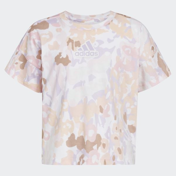 T-shirt Ample Imprimé Sur L'ensemble Blanc Adidas
