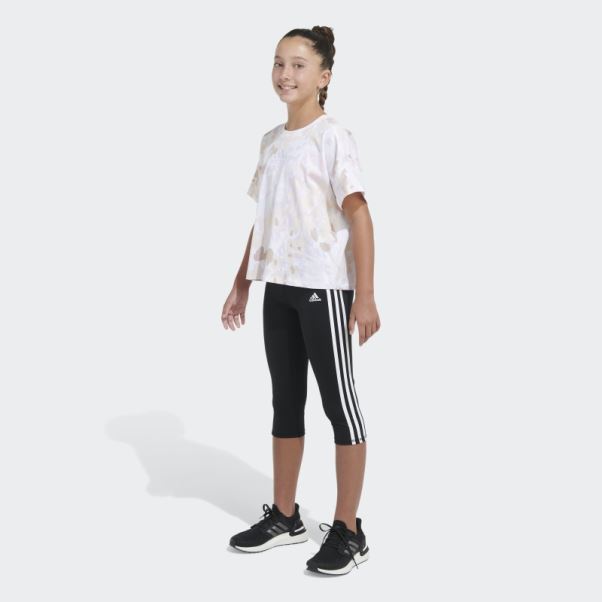 T-shirt Ample Imprimé Sur L'ensemble Blanc Adidas