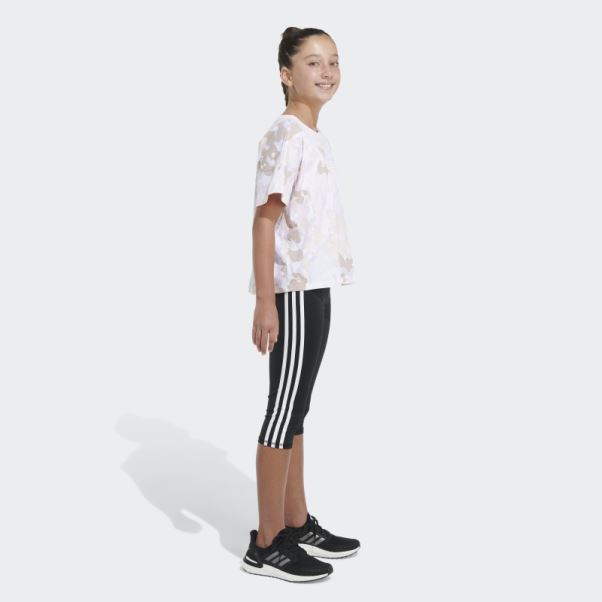 T-shirt Ample Imprimé Sur L'ensemble Blanc Adidas