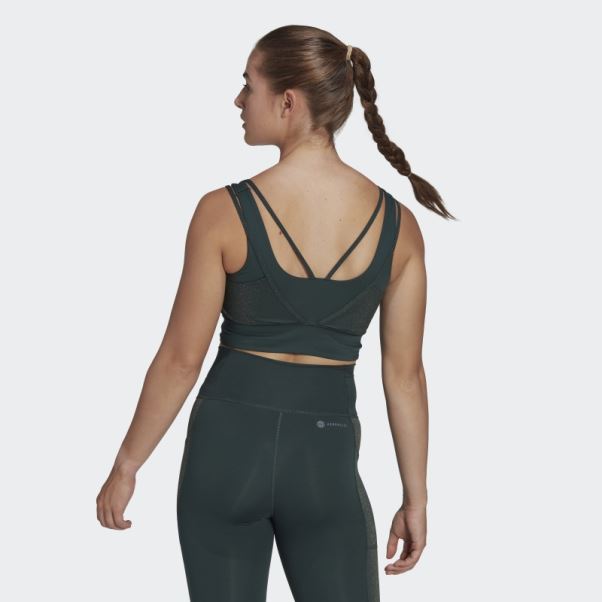 Soutien-gorge Vert Brillant à Maintien Moyen Adidas Powerimpact Training
