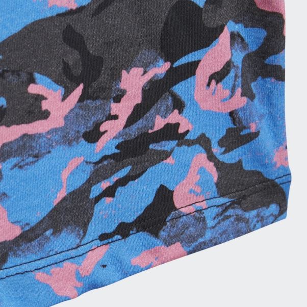 Adidas T-shirt Imprimé Camouflage Bleu