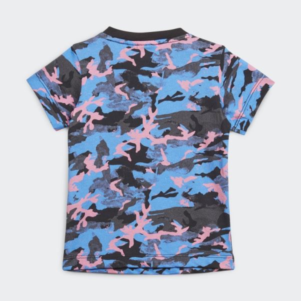 T-shirt Camouflage Imprimé Bleu Adidas