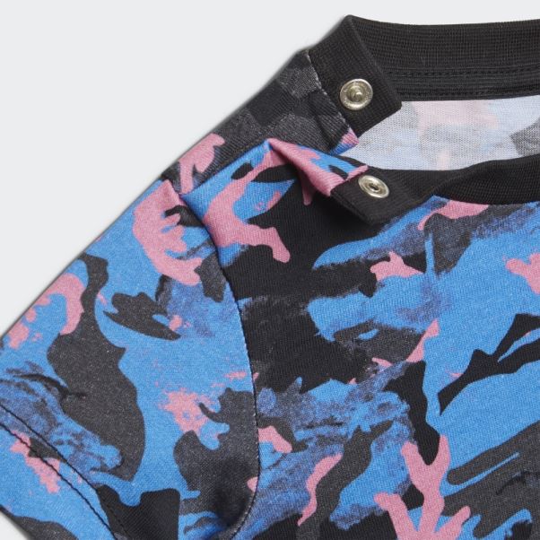T-shirt Camouflage Imprimé Bleu Adidas