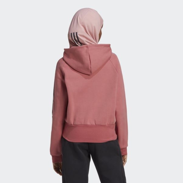 Adidas Sweat à Capuche Rouge à 3 Bandes à Fleurs
