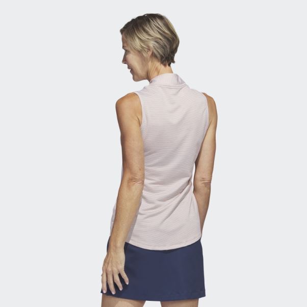 Polo De Golf Sans Manches Ottoman Bicolore Taupe Adidas