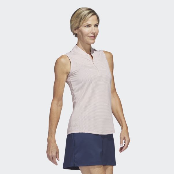 Polo De Golf Sans Manches Ottoman Bicolore Taupe Adidas