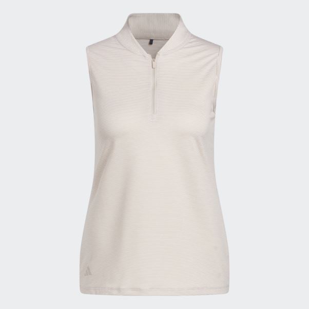 Polo De Golf Sans Manches Ottoman Bicolore Taupe Adidas