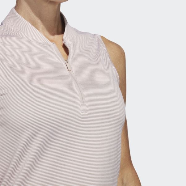 Polo De Golf Sans Manches Ottoman Bicolore Taupe Adidas