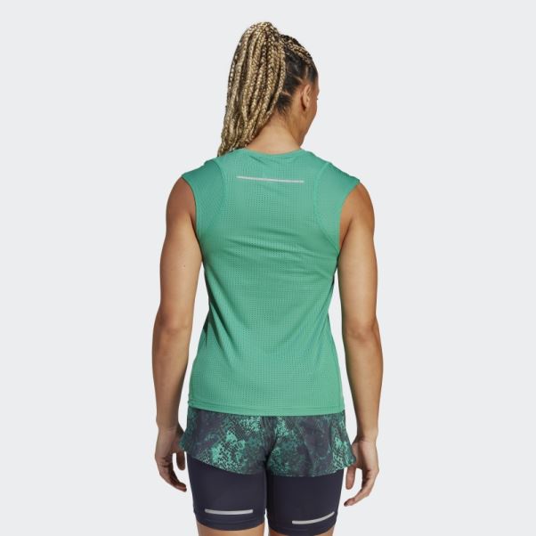 Adidas T-shirt De Course Rapide Court Vert