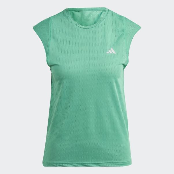 T-shirt Adidas Course Rapide Vert Court