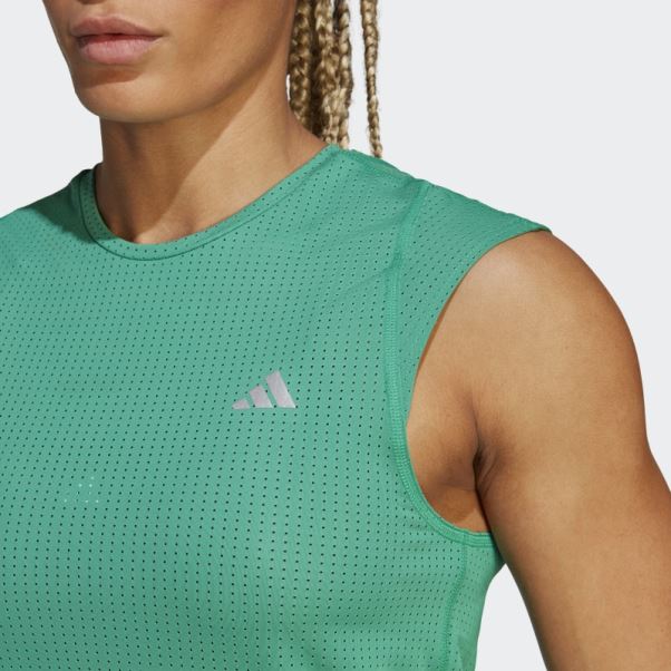 T-shirt Adidas Course Rapide Vert Court