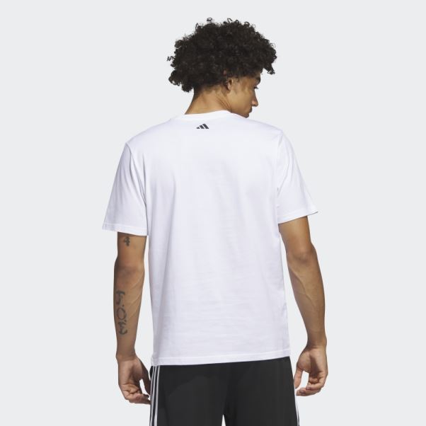 T-shirt Graphique De Basket-ball à Petites Rayures Adidas Blanc