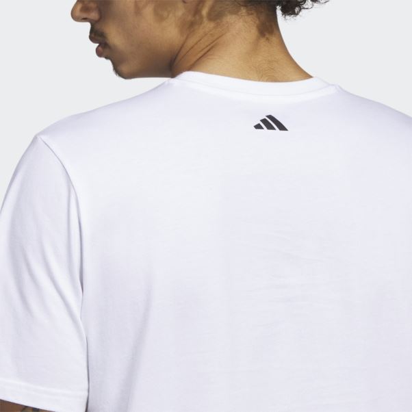 T-shirt Graphique De Basket-ball à Petites Rayures Adidas Blanc