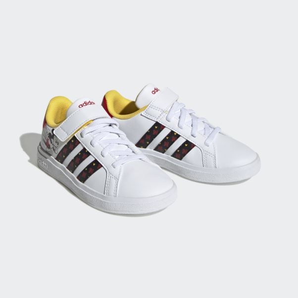 Adidas X Disney Grand Court Mickey Chaussures à Crochets Et Boucles Mode Blanc