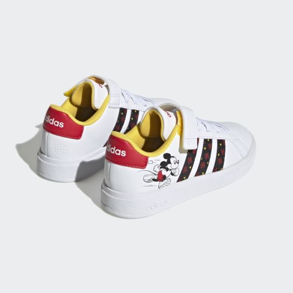 Adidas X Disney Grand Court Mickey Chaussures à Crochets Et Boucles Mode Blanc
