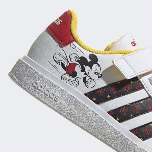 Adidas X Disney Grand Court Mickey Chaussures à Crochets Et Boucles Mode Blanc