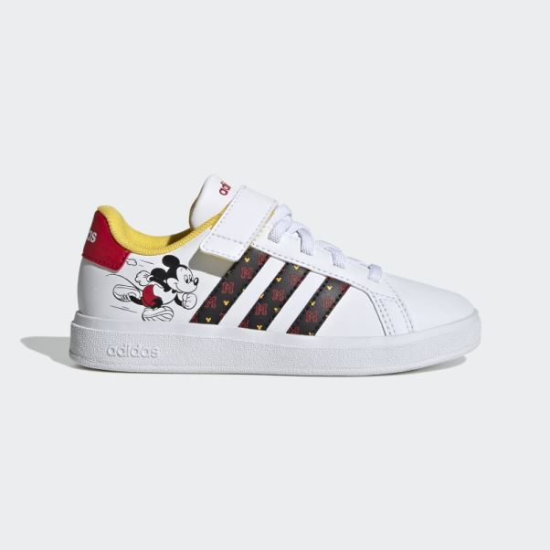 Adidas X Disney Grand Court Mickey Chaussures à Crochets Et Boucles Blanc Chaud