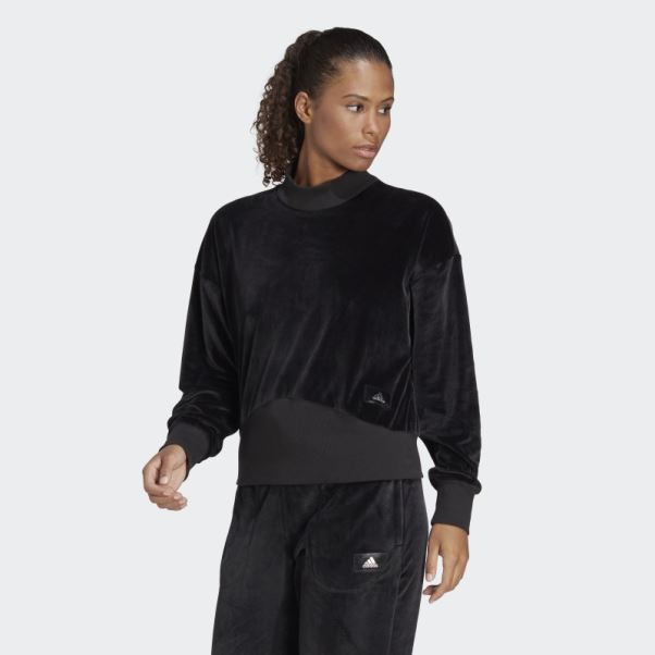 Sweat Adidas Holidayz Confortable En Velours Noir