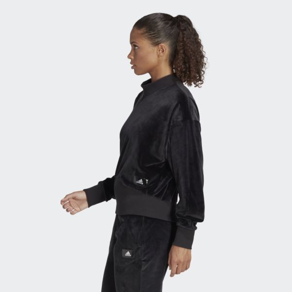 Sweat Adidas Holidayz Confortable En Velours Noir