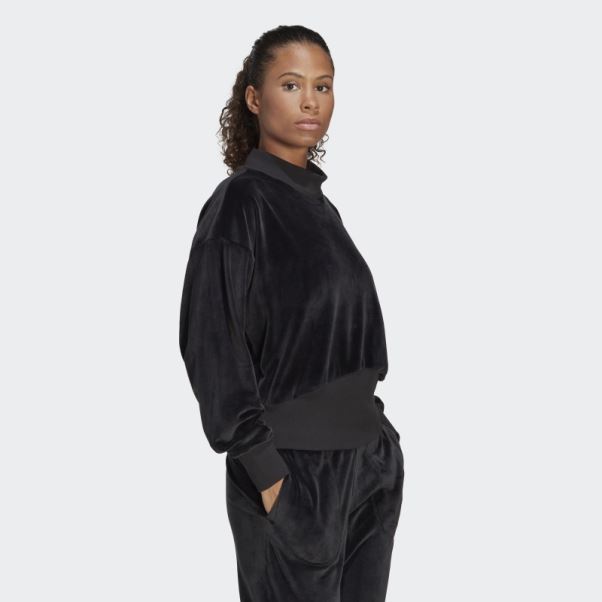 Sweat Adidas Holidayz Confortable En Velours Noir